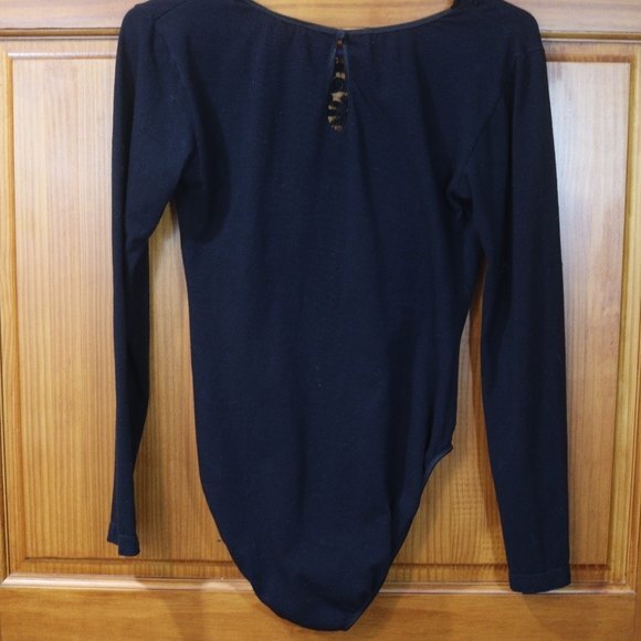 Victoria’s Secret Vintage 90s Black Bodysuit Gold Label Lace V-Neck Medium - Picture 9 of 15